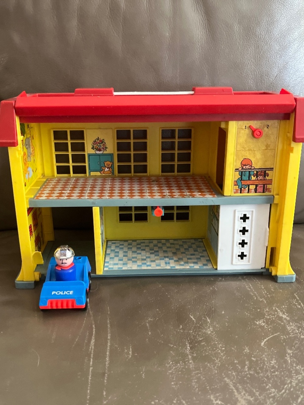Vintage 1976 Fisher Price Children’s Hospital & Figure with Police Car Set